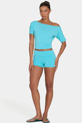 ButterCloudâ„¢ Mini Foldover Shorts in Aqua