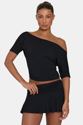 ButterCloudâ„¢ Slouchy Off-Shoulder Top in Black