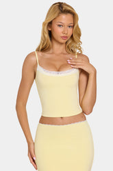 Modal Lace-Trim Top in Butter