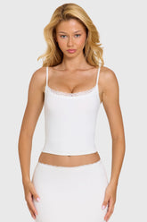 Modal Lace-Trim Top in Coconut