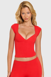 Modal Cap-Sleeve Top in Cherry