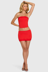 Modal Lace-Trim Skort in Cherry
