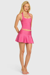 Bandage Low-Rise Mini Skirt in Raspberry