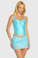 Satin Corset Top in Aquamarine