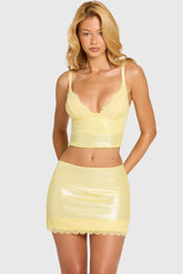 Sequin Lace Bralette Top in Butter