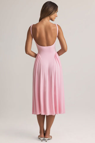 Modal A-Line Midaxi Dress in Pastel Pink