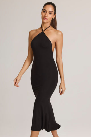 Modal Halterneck Midaxi Dress in Black