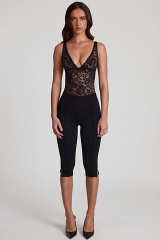 Ponte Jersey Cropped Capri Trousers in Black