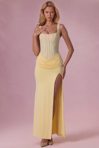 Mesh Draped Bridesmaid Dress in Butter