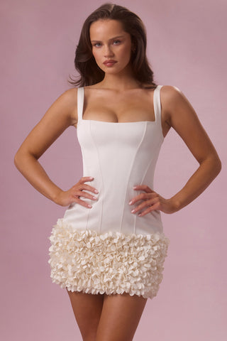 Satin Mini Dress in Pearl