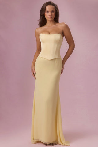 Satin Corset Bridesmaid Dress in Butter Yellow