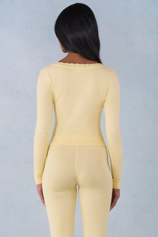 Knit Long-Sleeve Cardigan in Butter Yellow