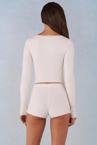 Knit Long-Sleeve Cardigan in Ivory