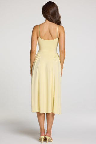 Modal Lace-Trim Midaxi Dress in Pastel Yellow