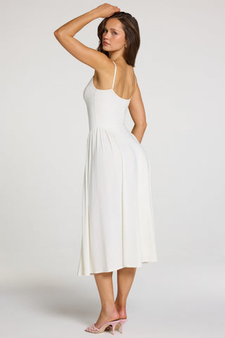 Modal Lace-Trim Midaxi Dress in White