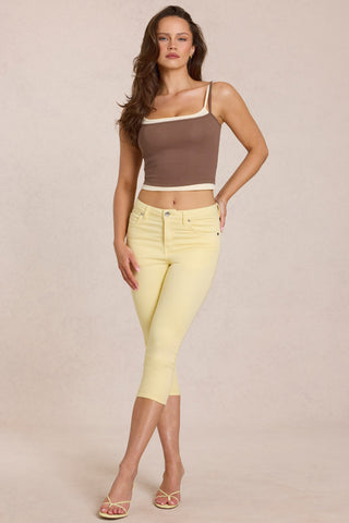 Mid-Rise Capri Jeans in Lemon Yellow