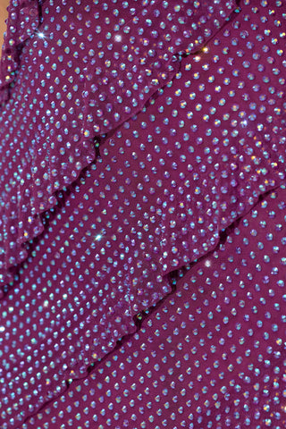 Embellished Bandeau Ruffle Maxi Dress in Plum