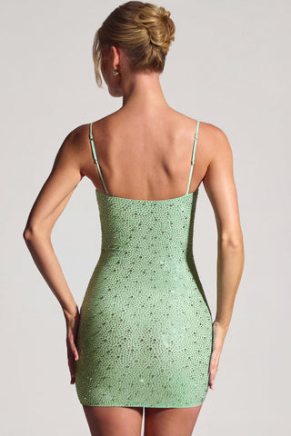 Embellished Bodycon Mini Dress in Pistachio