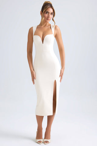 Sweetheart-Neck Midaxi Dress in Ivory