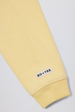 Terry Cotton Zip-Up Cropped Hoodie in Lemon