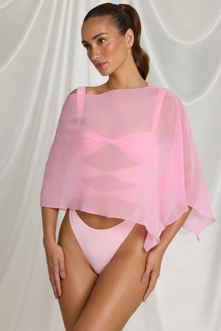 Sheer Poncho in Candyfloss Pink