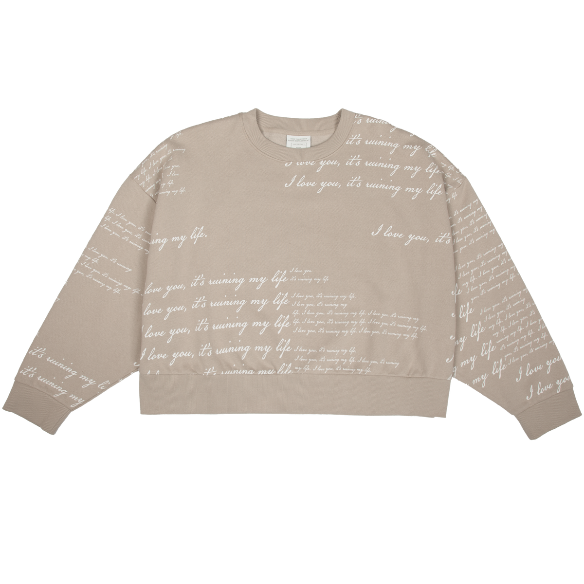 I Love You It's Ruining My Life Boxy Cropped Crewneck