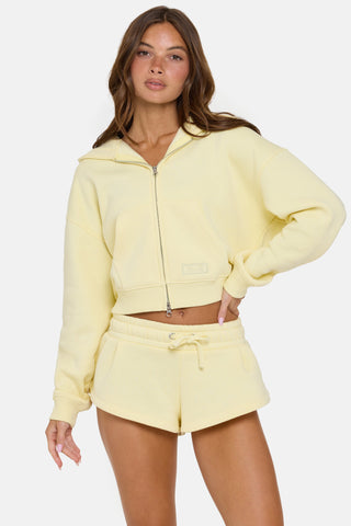 Oversized Zip-Up Hoodie in Buttercream