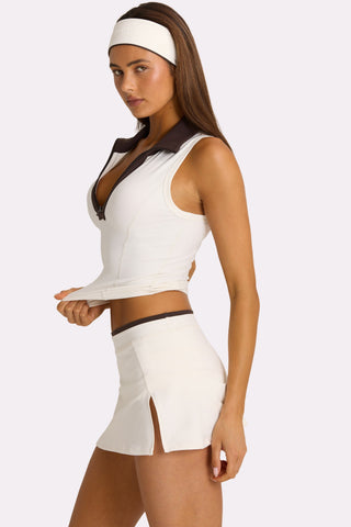 Soft Active Collared Tank Top in Coconut