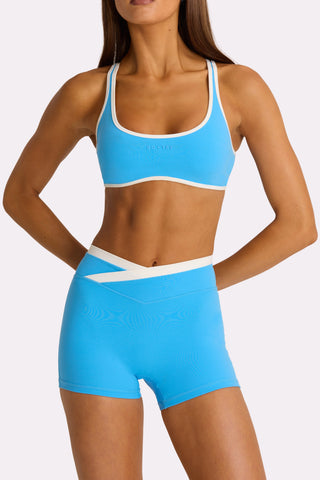 Soft Active Wrap Waist Shorts in Electric Blue
