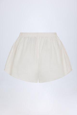 Tie-Front Cotton-Poplin Shorts in White