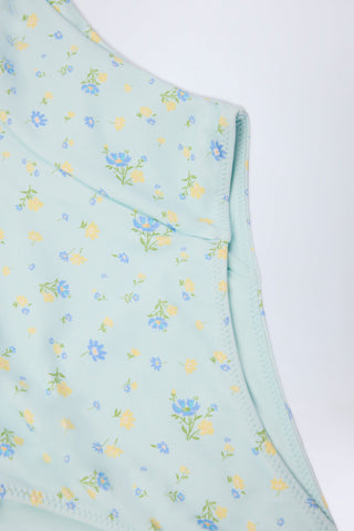 Underwired Balconette Swimsuit in Blue Floral