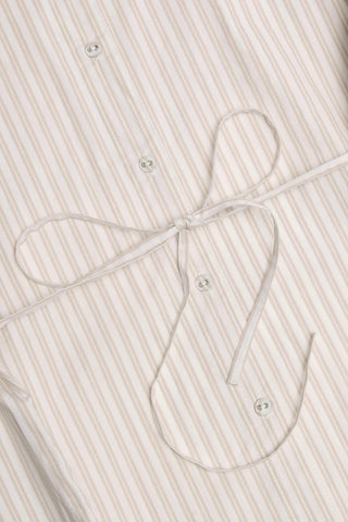 Oversized Cotton-Poplin Shirt in Taupe Stripe