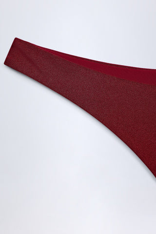 Bead-Embellished Cut-Out Bandeau Swimsuit in Dark Cherry