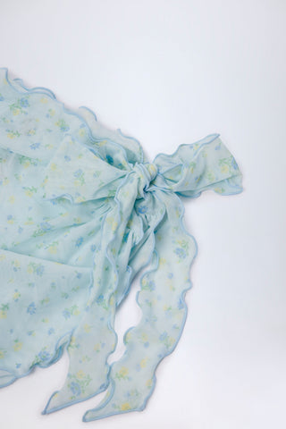 Side-Tie Sarong in Blue Floral