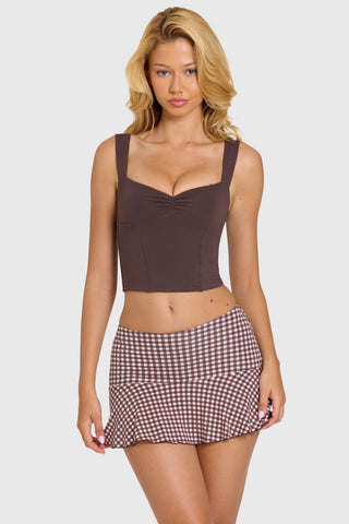 Modal Ruched Bust Top in Chocolate