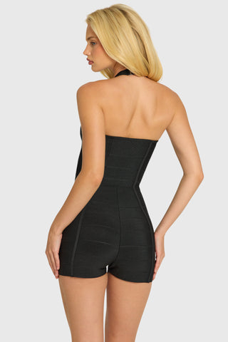 Bandage Halterneck Playsuit in Black