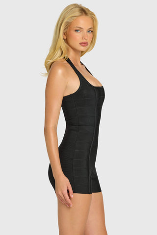 Bandage Halterneck Playsuit in Black