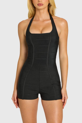 Bandage Halterneck Playsuit in Black