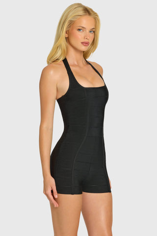 Bandage Halterneck Playsuit in Black