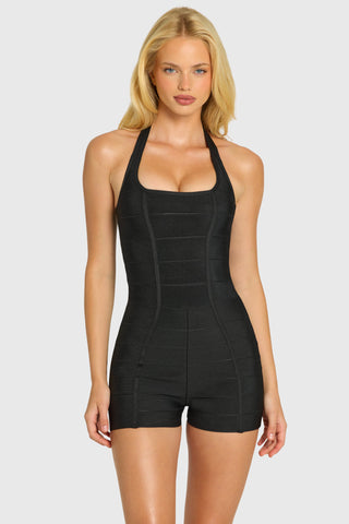 Bandage Halterneck Playsuit in Black