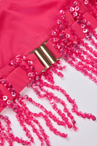 Fringed Bralette in Raspberry