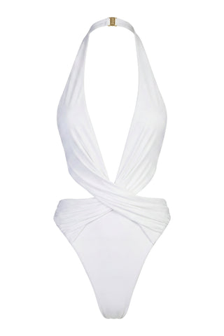Halterneck Cheeky Swimsuit  in Coconut