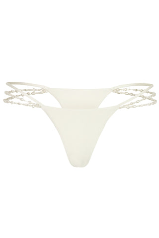Multi-Strap Cheeky Bikini Bottoms  in Pearl