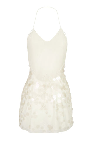 Embellished Mini Dress in Pearl