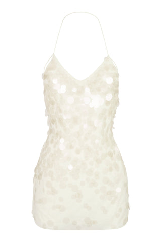 Embellished Mini Dress in Pearl