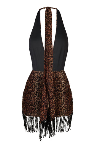 Halterneck Mini Dress in Leopard Print