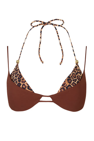 Layered Bikini Top in Brown Contrast