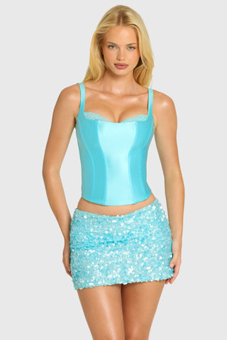 Satin Corset Top in Aquamarine