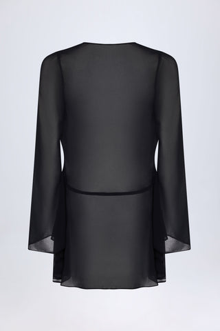 Cowl-Neck Mini Dress in Black