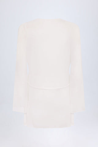 Cowl-Neck Mini Dress in White